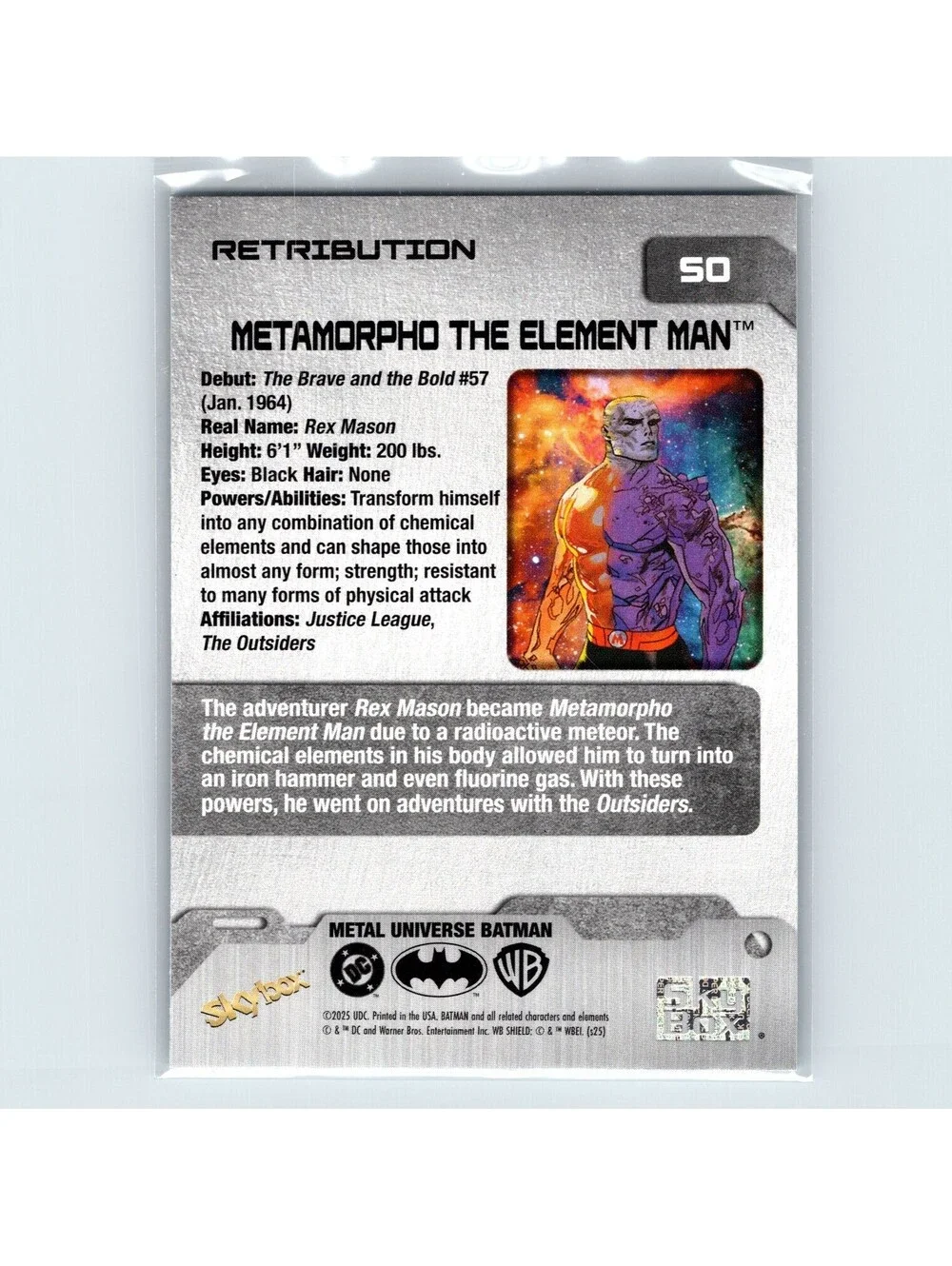 2025 SkyBox Metal Universe Batman Metamorpho the Element Man #50 Retribution